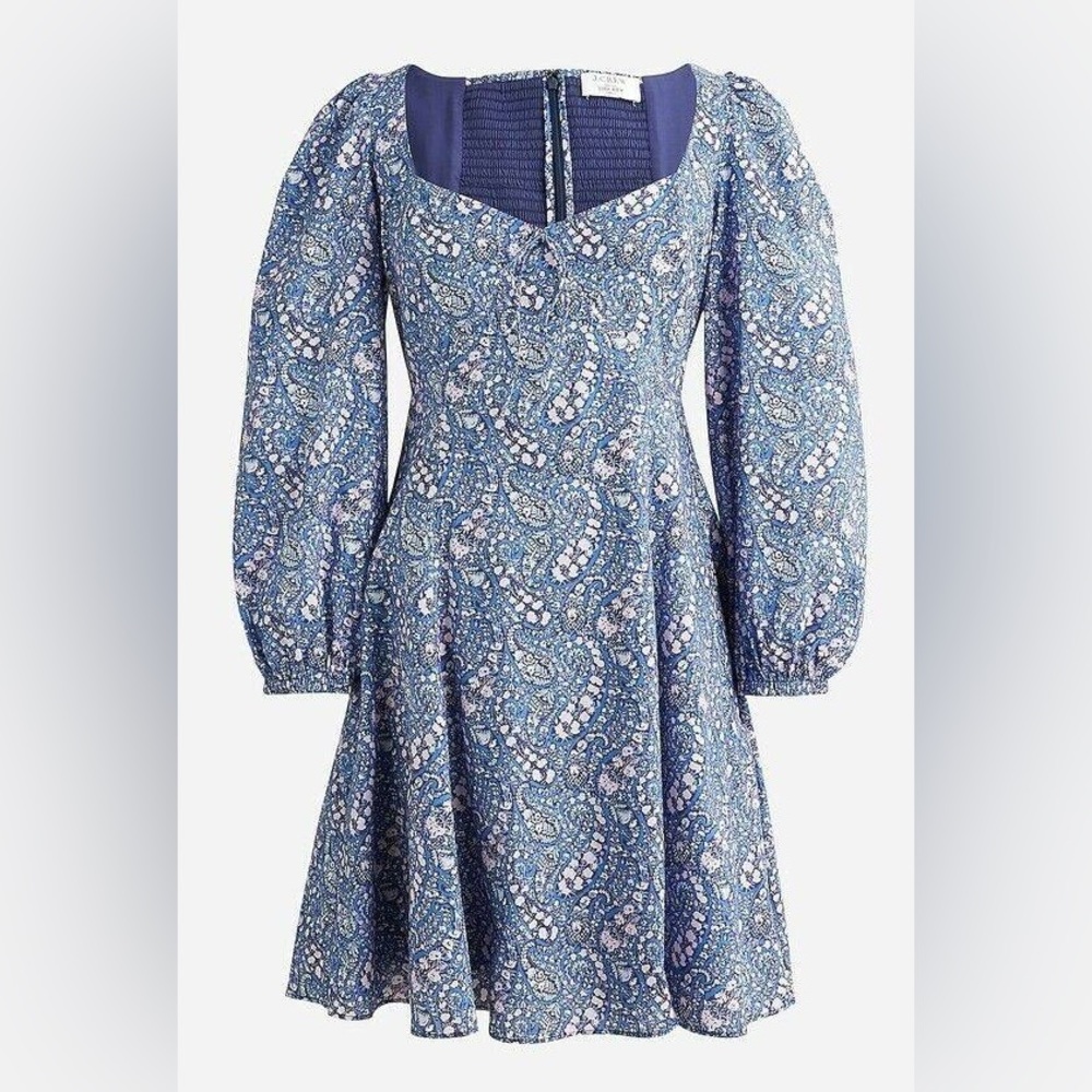 Sweetheart Cotton Long-Sleeve Mini A-Line Dress in Liberty® Bourton Bloom Fabric